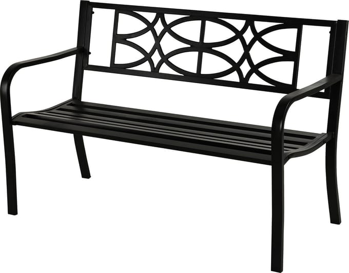 Relaxwonen Tuinbank Ruben – Metaal – Zwart – 127x60x80 cm - Extra stevig