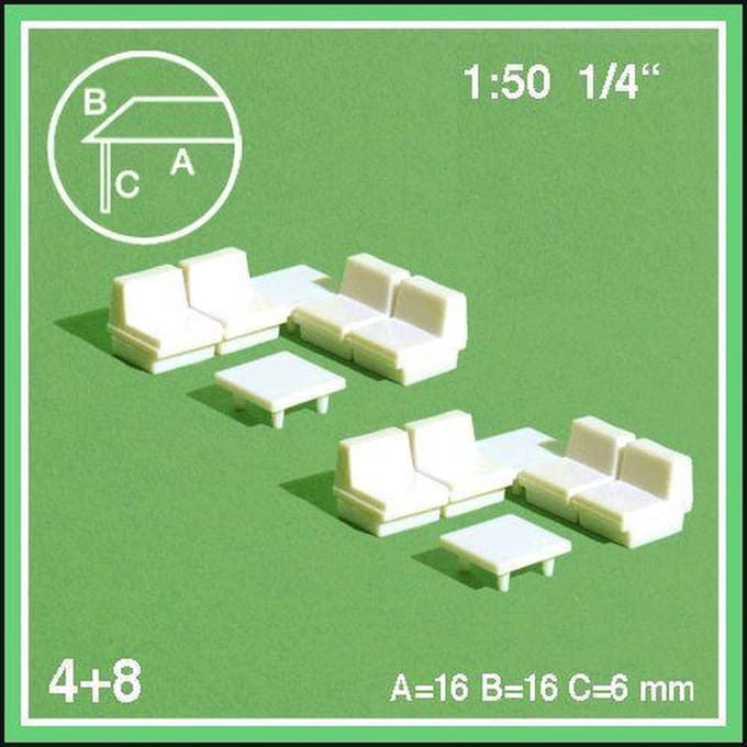 Schulcz Maquettebouw 8xbank+4xsalontafel 1:50 wit