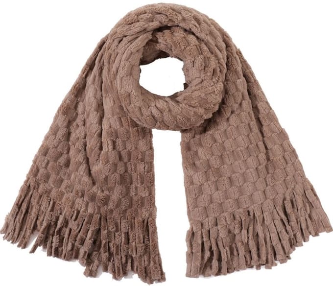 sjaal- dames - bruin - 180x60cm - zacht - warm -lang - omslagdoek