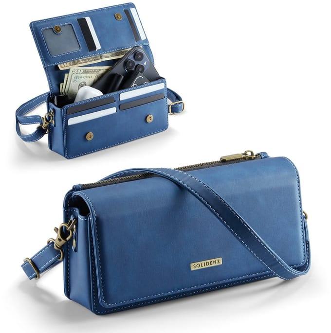 Solidenz Universele Schoudertas voor Telefoon en Portemonnee tot 7.5 inch - Blauw