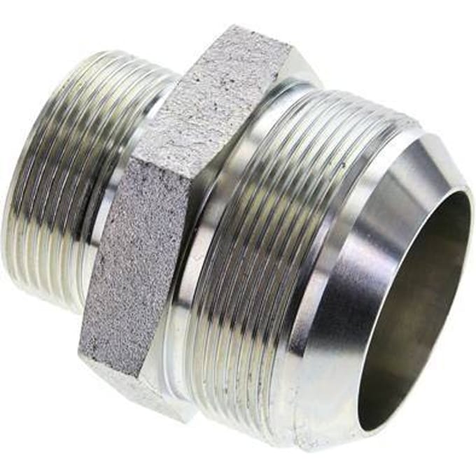 JIC  Dubbele Nippel G1 1/2'' X UN 2-1/2''-12 Staal NBR 80bar
