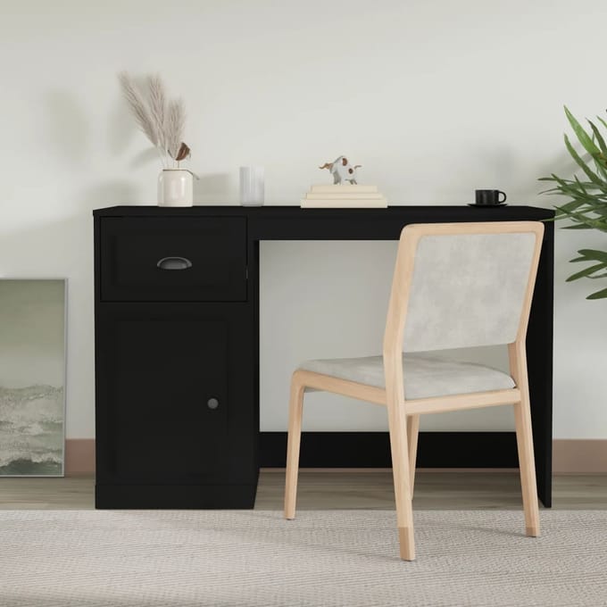 vidaXL - Bureau - met - lade - 115x50x75 - cm - bewerkt - hout - zwart