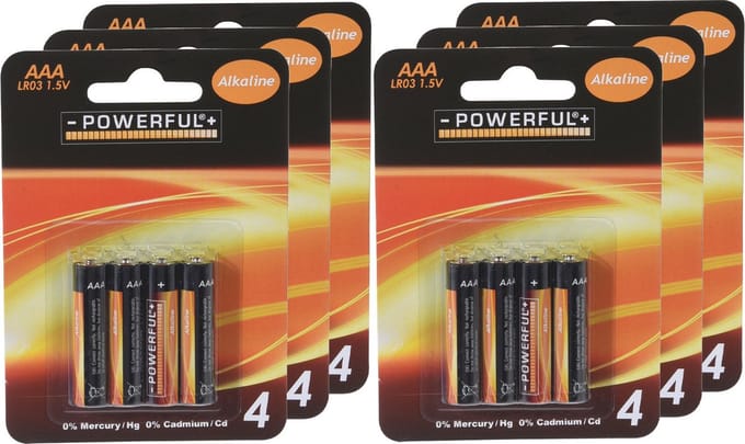 Powerful Batterijen - AAA type - 24x stuks - Alkaline - Long life