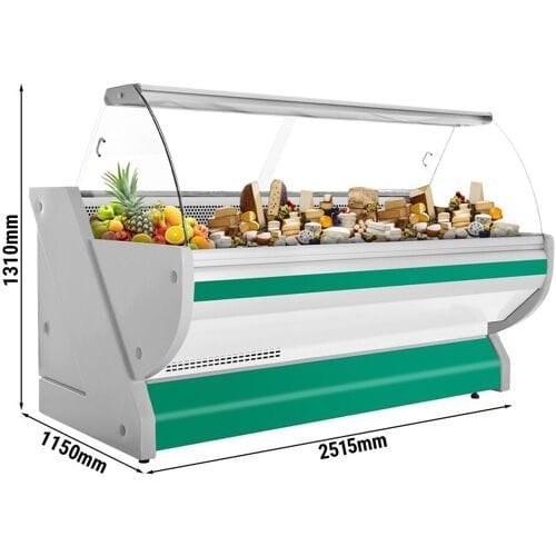 GGM Gastro Kühl-/ Fleischtheke - 2500mm - Grün - mit Fleischlicht & beleuchteter Frontblende