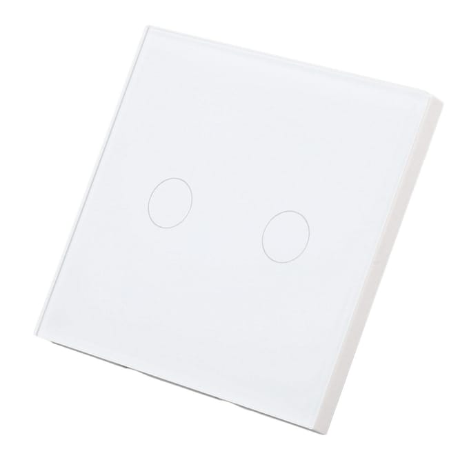 2-voudige Wandschakelaar met Indicator Gehard Glas Paneel Touchscreen Lichtschakelaar 110?240VAC Wit white
