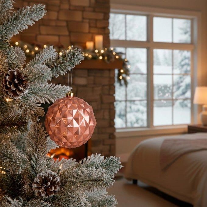 Springos Kerstballen | 6 Stuks | 15 cm | Paars | Rose Goud