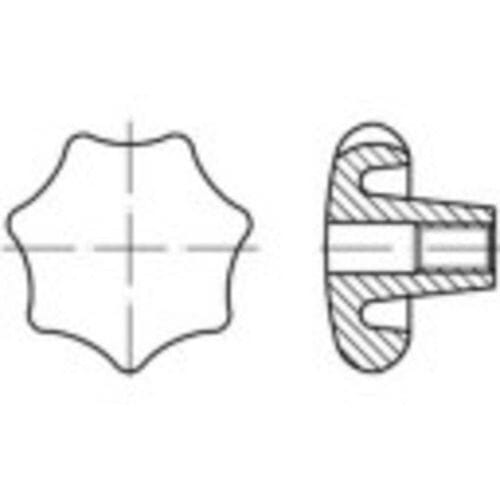 TOOLCRAFT Stergreep 16 mm Grijs/grauw gietijzer 138256 5 stuk(s) (Ø x l) 80 mm x 16 mm