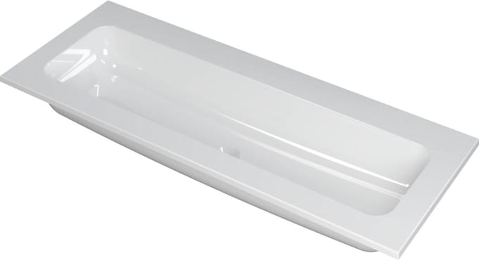 INK Faktor wastafel polystone centraal zonder kraangat 120x45x1,5cm, glans wit