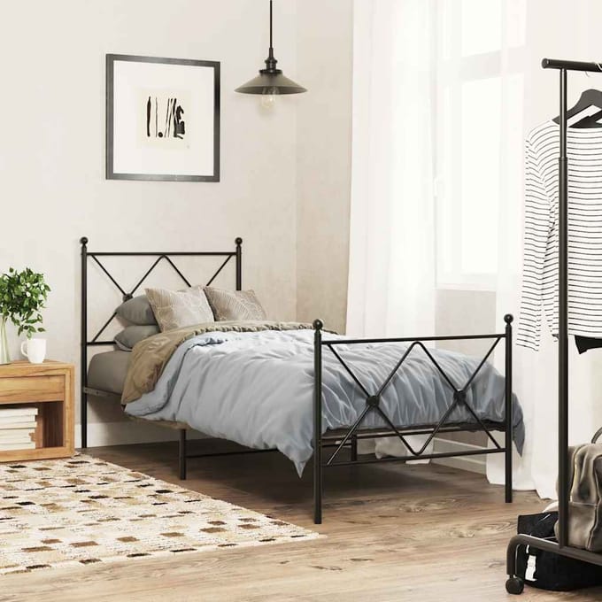 vidaXL - Vervangend - hoofdbord - 75 - cm - metaal - zwart
