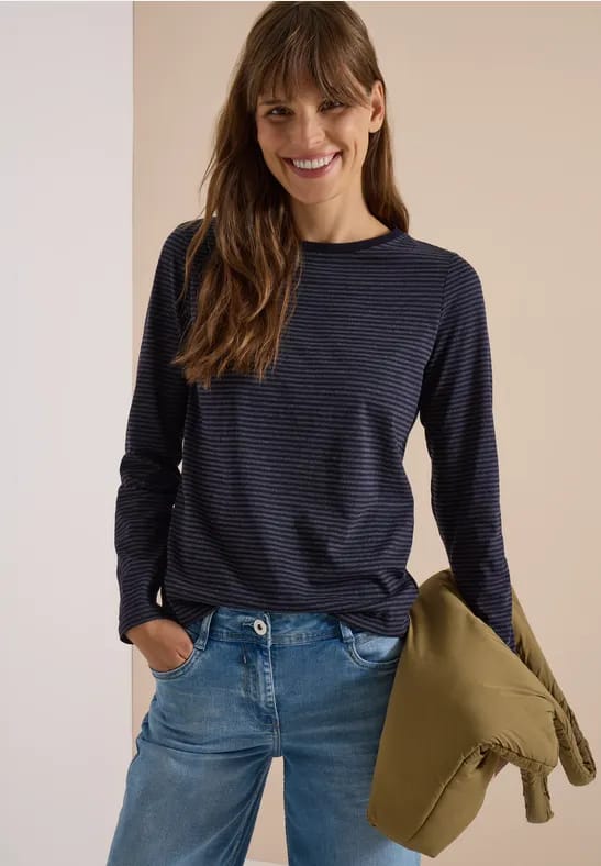 Longsleeve met boothals en strepen