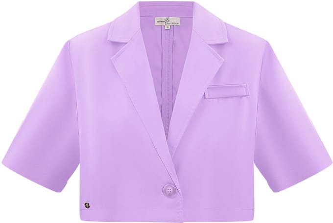 Elegante Vrouwen Suit Set met Geknipte Jas - Lila - Maat M
