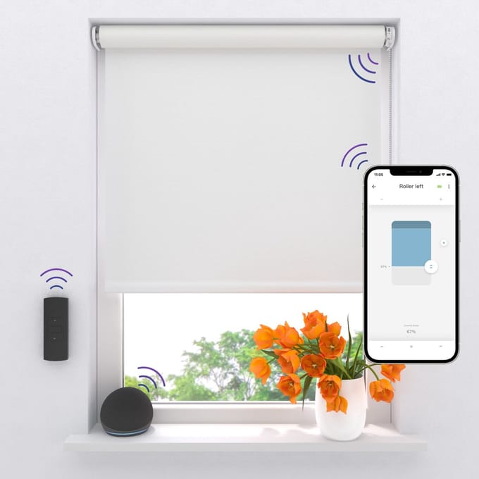 DTCH® Elektrisch Rolgordijn Verduisterend - Easy - White - 110 x 190 cm - Motionblinds CMD-03