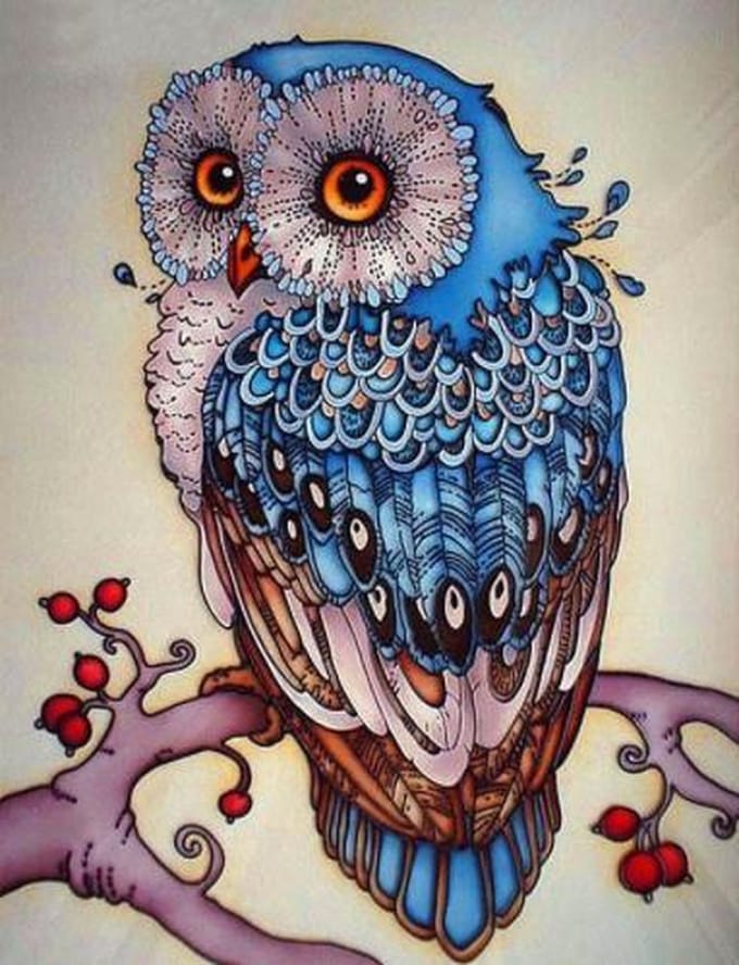 New Age Devi - Blauwe uil - Diamond Painting