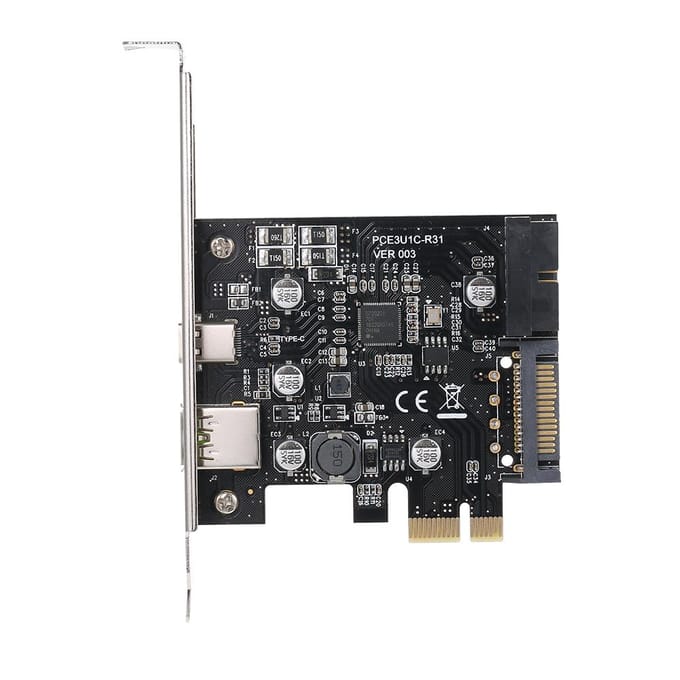 PCI-e naar USB3.1 Type-C uitbreidingskaart PCI-E naar USB snel opladen met 19-pins adapterkaart aan de voorkant GEN1