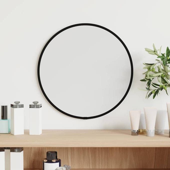 vidaXL - Wandspiegel - rond - Ø30 - cm - zwart