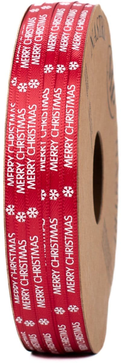 Kerstlint - decoratielint - cadeaulint - 4 mm x 25 meter - rood - merry christmas