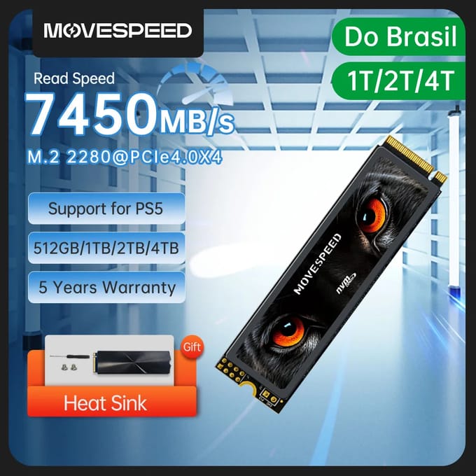 MOVESPEED YSSDHB 7450MB/s SSD Nvme M2 PCIe 4.0x4 2280 Solid State Drive 4TB 2TB 1TB TLC Chip Interne harde schijf voor pc-computer PS5