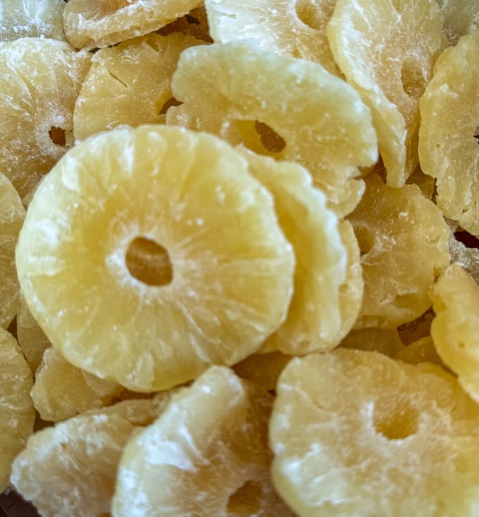 250 gram Gedroogde ananas schijven gedroogd - gesuikerd