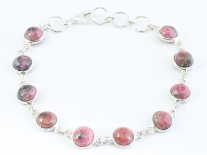 Fijne zilveren armband met rhodoniet