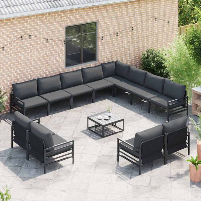vidaXL - Tuinbank - Set - 13 - st - Zwart - Staal