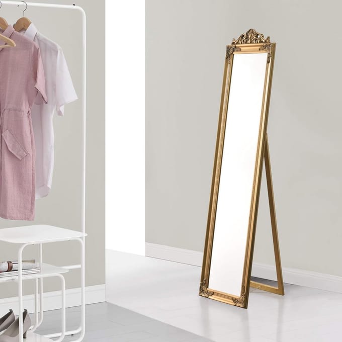 Luxueuze staande spiegel met baroklijst, verstelbaar 160x40 cm