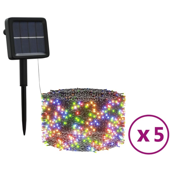 vidaXL - 5 - st - Lichtslinger - met - 200 - LED's - solar - binnen/buiten - meerkleurig