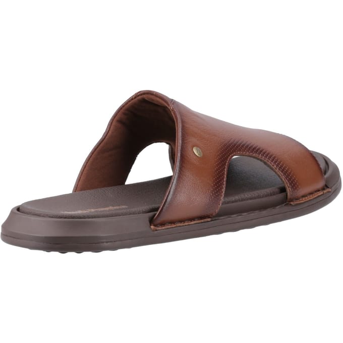 Hush Puppies Callum Slides Leer Heren Bruine Sandalen