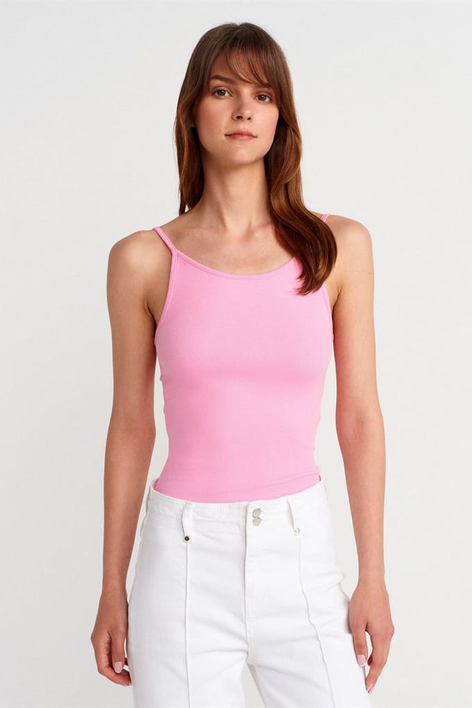 Geribbelde Mouwloze Slim Fit Blouse