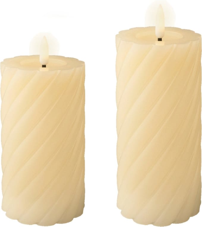 Lumineo luxe LED kaarsen/stompkaarsen - set 2x st-creme wit - D7,5 - met timer