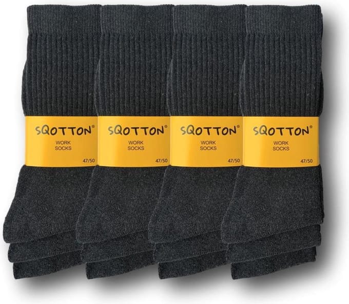 12 paar SQOTTON® Werksokken - Heavy - Antraciet - Maat 47-50