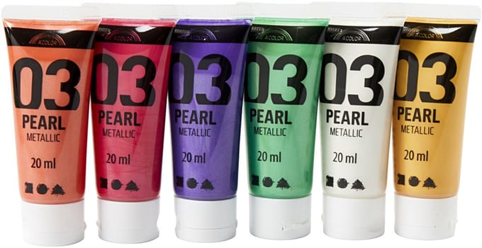 Acrylverf Metallic, metallic, extra kleuren, 6x20 ml/ 1 doos