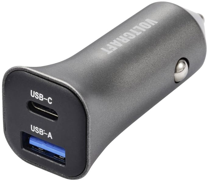 VOLTCRAFT CPS-38W/ 2 VC-RA381 USB-oplader 38 W 1x USB-A, 1x USB-C Zilver-zwart Auto