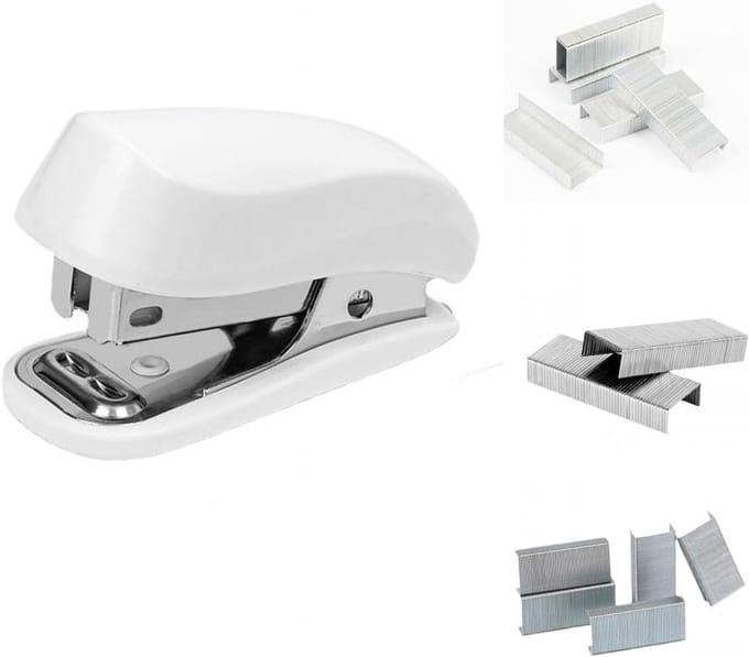Mini Nietmachine - Kleine Nietmachine - Bureau Gebruik - Inclusief Nietjes - Compact Ontwerp - Wit