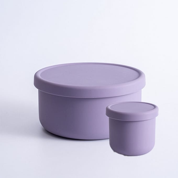 trus. - set van 2 siliconen bakjes - to go lunchbox - Lila - vershoudbakjes - anti lek