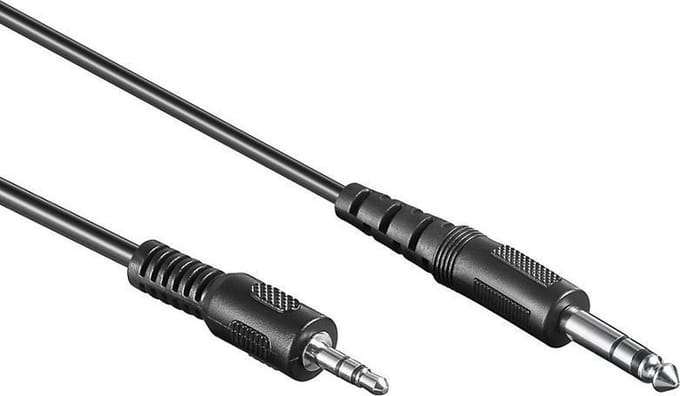 6,35mm Jack - 3,5mm mini Jack stereo audiokabel - 2 meter