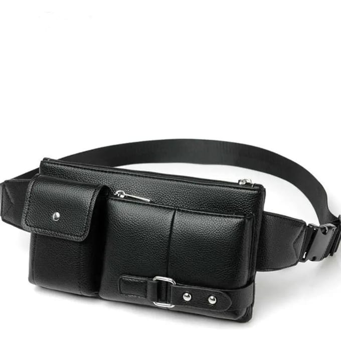 Multi-Pocket Pack PU Leer Heuptas Slanke Schoudertas Portemonnee Verstelbare Riem Casual Pouch Buitentas gray