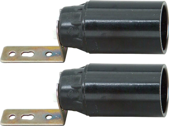 Kopp Kunststof Fitting met Bevestigingsbeugel E14 230V - 60W - Zwart - 2 stuks