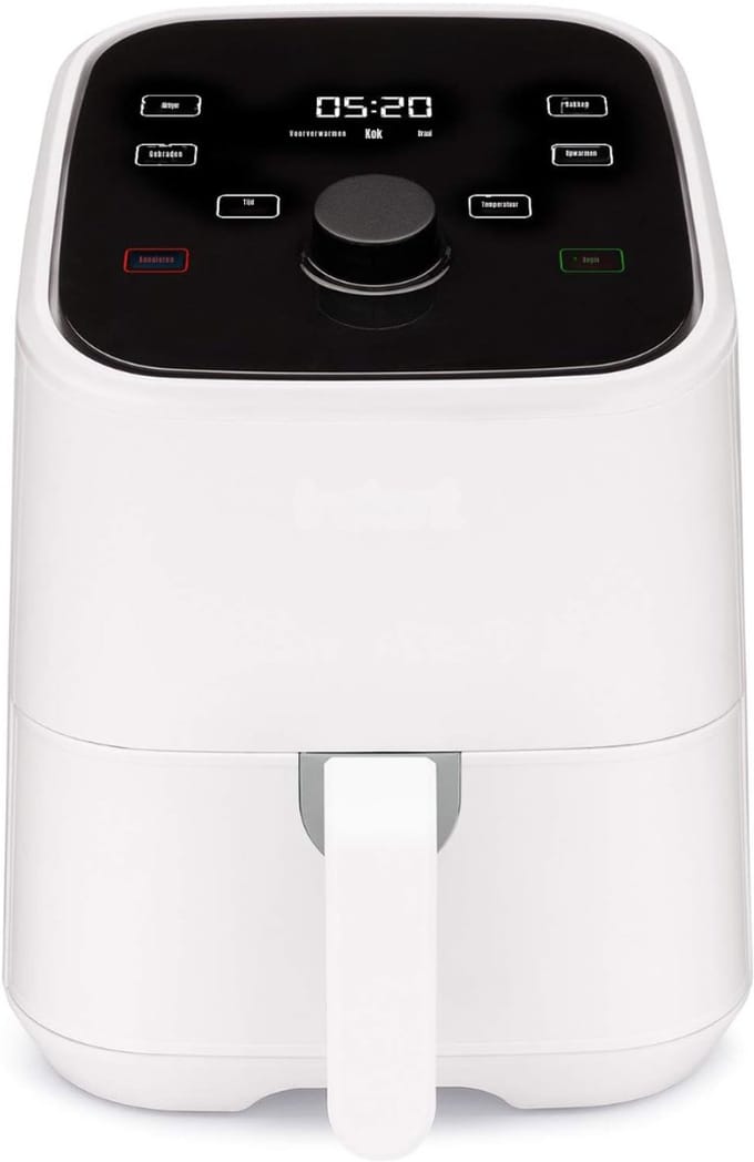 QORA® Mini airfryer - Airfryer - Airfryer klein - Wit - 22cm x 28cm x 27cm