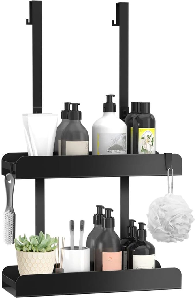 KAD® Doucherek - RVS Doucherek - Zonder Boren - Zwart - 33cm x 12cm x 6cm