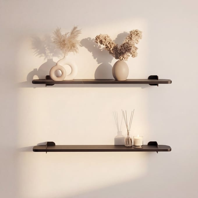 Indusigns wandplank staal - Zwart - 79x14 cm - Industrieel & modern design