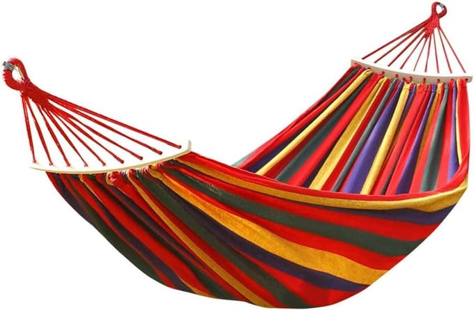 Dubbele Hangmat - Camping Hangmat - Ontspannen Buiten - Anti-rol Ontwerp - 280x100cm - Geel