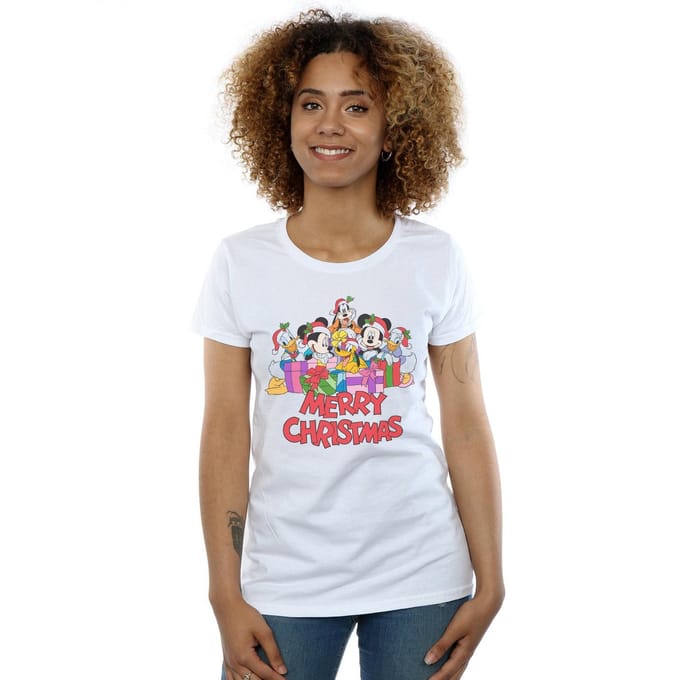Disney Dames/Dames Mickey Mouse And Friends Kerst Katoenen T-Shirt (Wit)