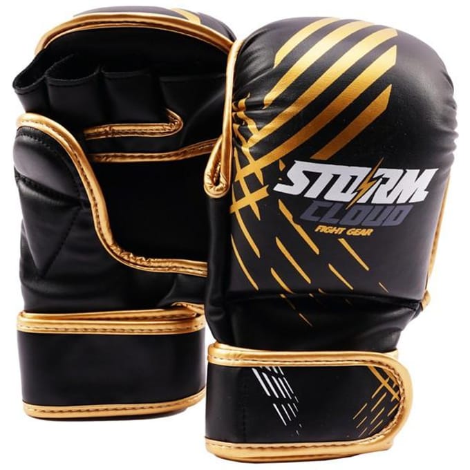 StormCloud Lynx Serie - MMA Sparring Handschoenen - Zwart-Goud - 7oz - XL