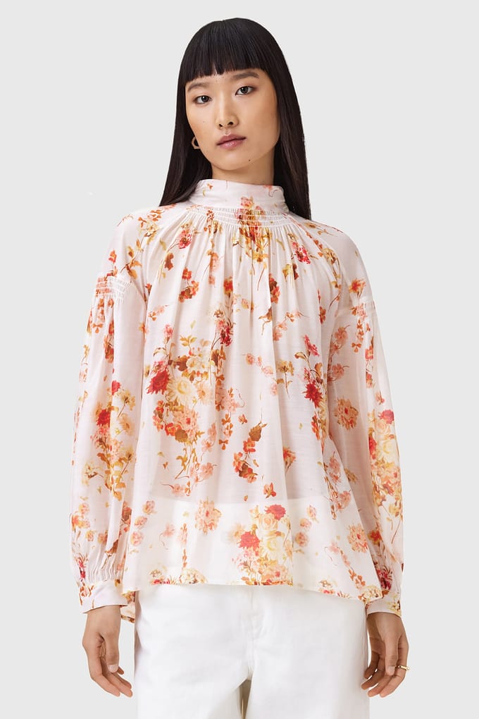 AllSaints Pearla Top Armada White Größe: 2 | Longsleeves Outlet | Damen | Weiß