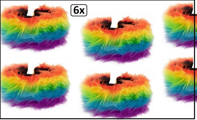 6x Hoofdband pluche regenboog