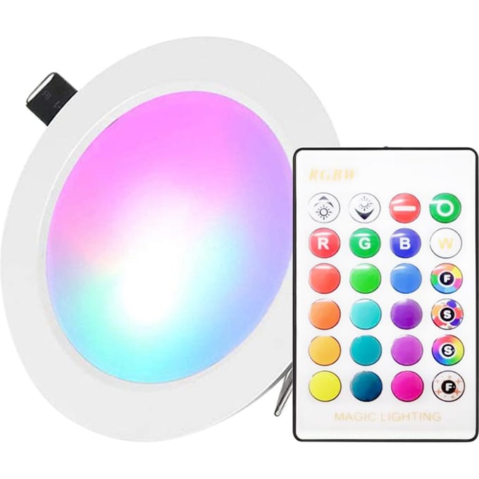Downlight d'éclairage encastré LED 5W avec télécommande IR 16 couleurs et 4 modes clignotants à intensité variable 15W light & remote