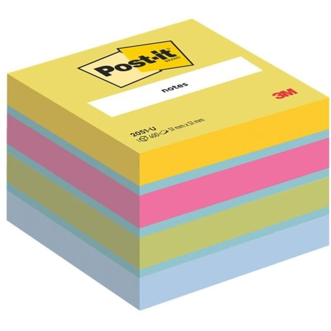 Post-it Notes mini kubus, 400 vel, ft 51 x 51 mm, geassorteerde kleuren