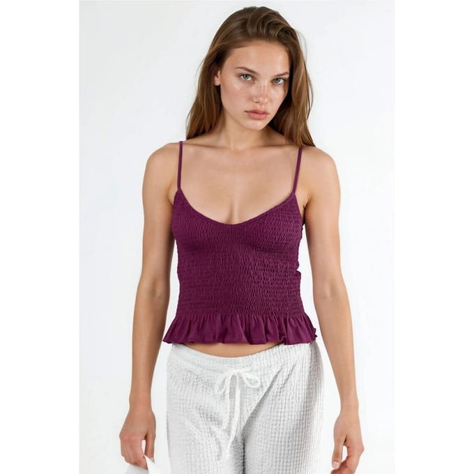 Rimpelige V-hals Korte Blouse