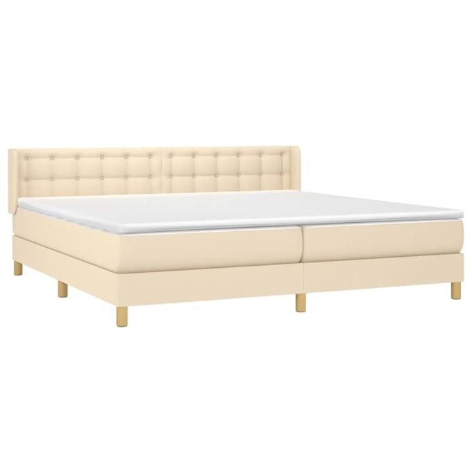 vidaXL - Boxspring - met - matras - stof - crèmekleurig - 200x200 - cm