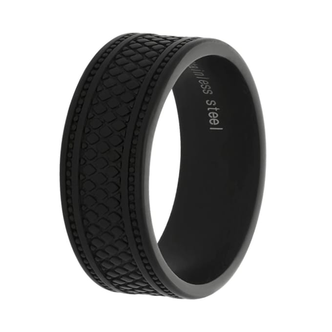 Lucardi Heren Ring reptiel zwart - Ring - Vaderdag Cadeautje - Staal